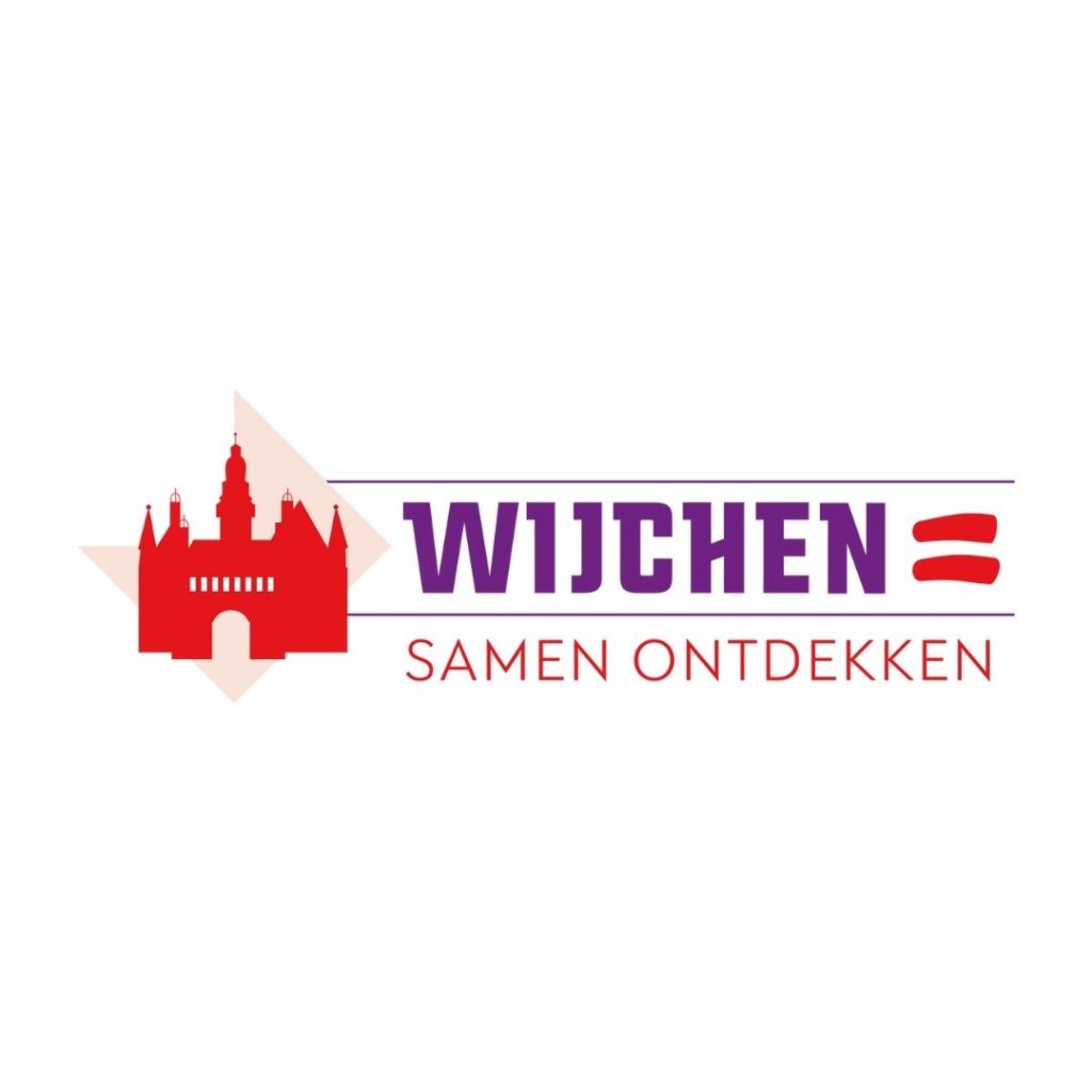 Paars / Rood logo Wijchen= samen ontdekken liggend - passend kolom