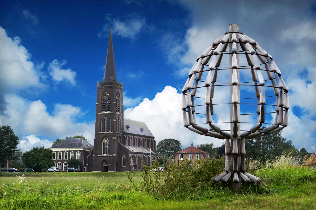 Bakenboom kunst met kerk Batenburg - Wijchen=